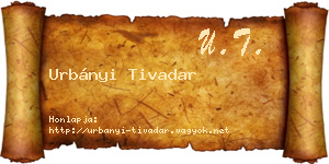 Urbányi Tivadar névjegykártya